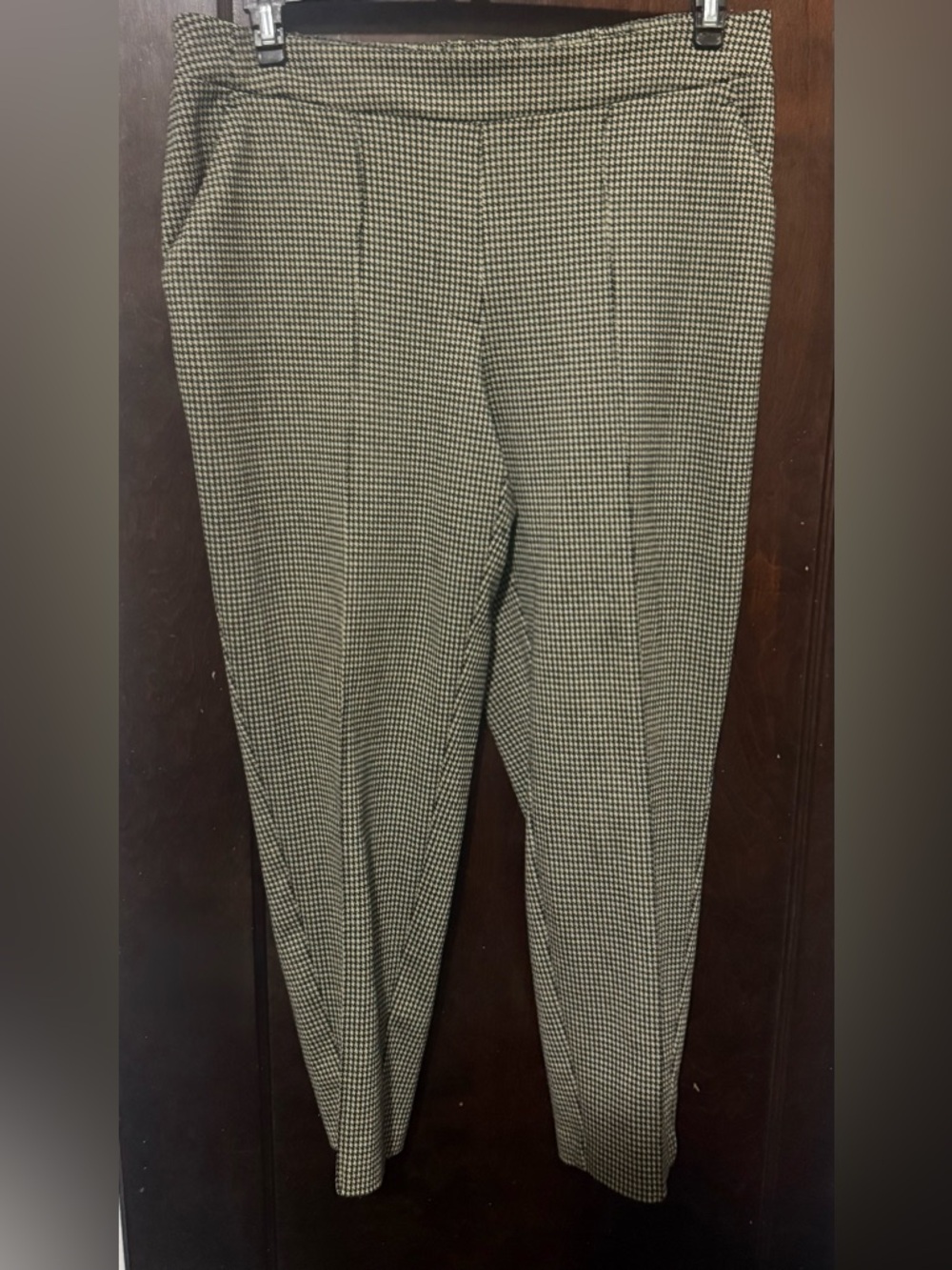 Nine West Black & Cream Houndstooth Cropped Pants